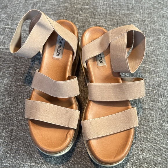 Steve Madden Bandi Wedges Beige- Womens- - Picture 5 of 10